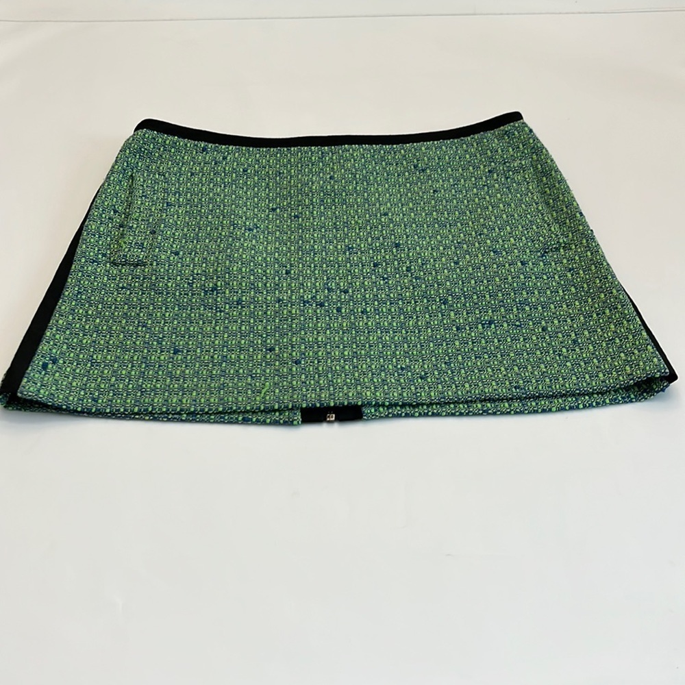 TOPSHOP  tweed mini skirt size 12 full zip back 2 pockets black side stripes - Picture 3 of 12
